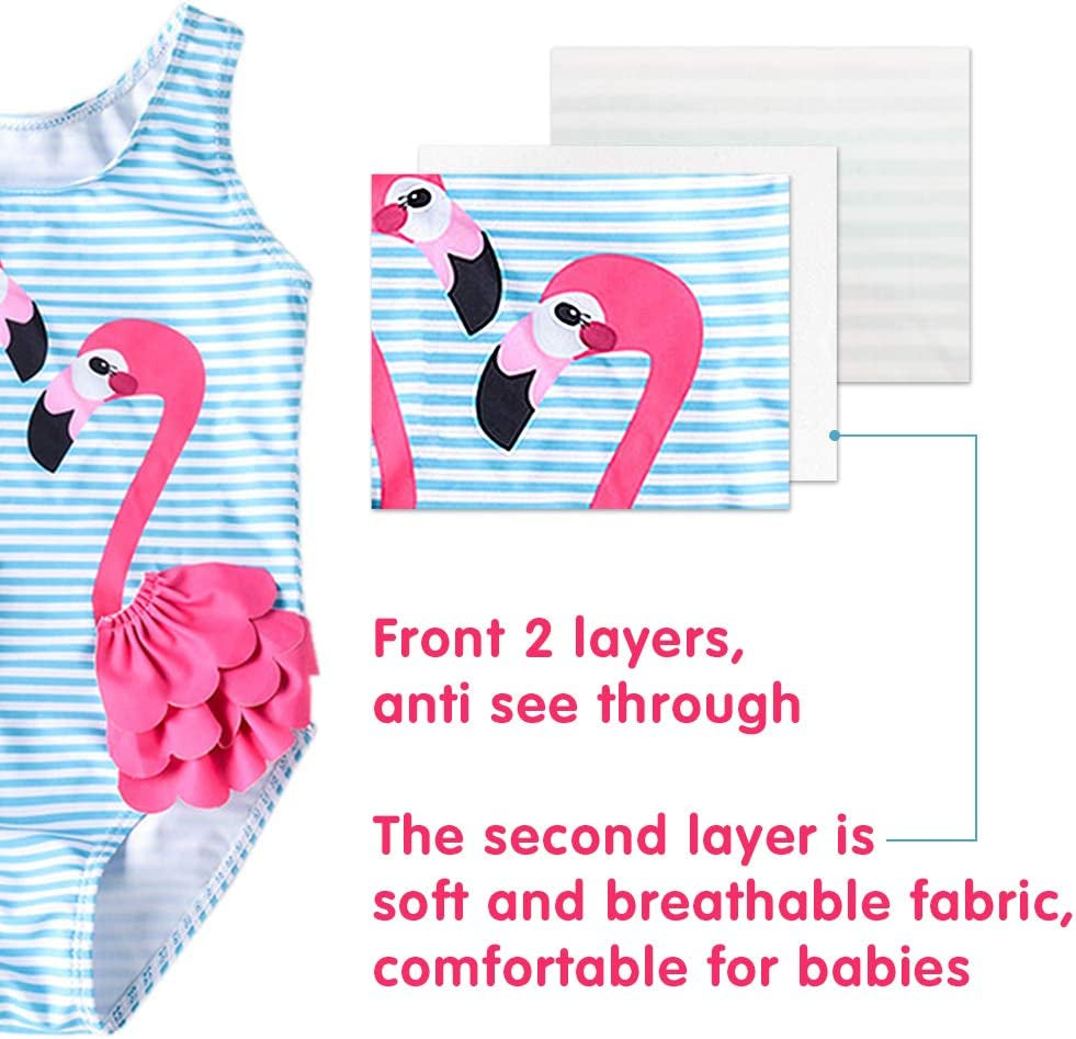 Baby Girl One Piece Swimsuit Swimwear Toddler Kid Flamingo Bikini Bathing Suit Sunsuit Rash Guard 1-5T